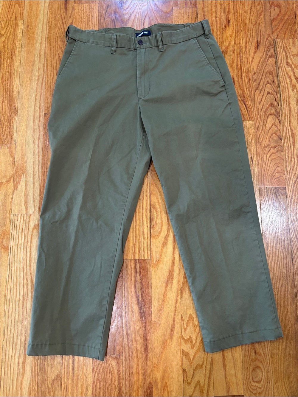 Lands' End Olive Green Classic Straight Chinos
